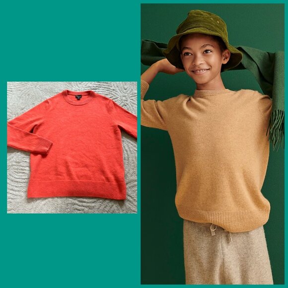 Crewcuts Other - CREWCUTS 12-14 Unisex Orange 100% Cashmere Crew Neck Sweater Pullover Preppy
